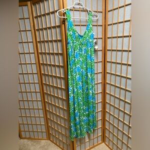 NWT London times blue and green 70’s style mod floral maxi dress